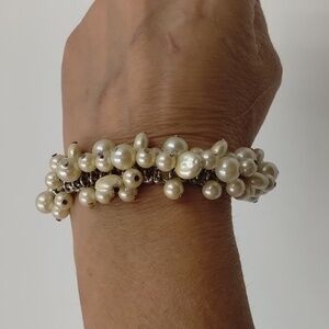 Pearl stretch cuff bracelet